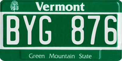 VT license plate BYG876