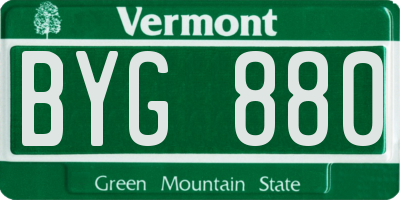 VT license plate BYG880