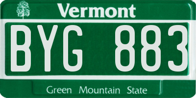 VT license plate BYG883