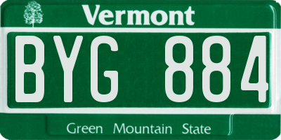 VT license plate BYG884