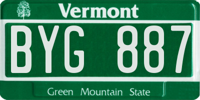 VT license plate BYG887