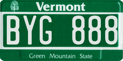 VT license plate BYG888