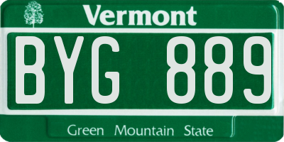VT license plate BYG889