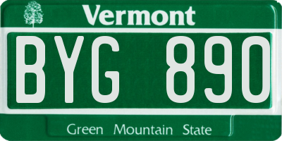 VT license plate BYG890