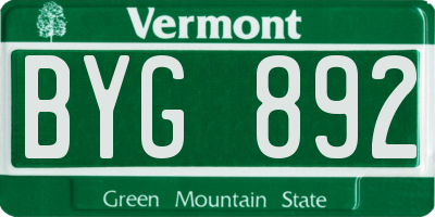 VT license plate BYG892