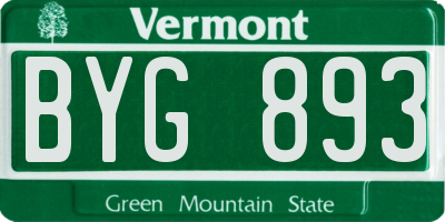 VT license plate BYG893