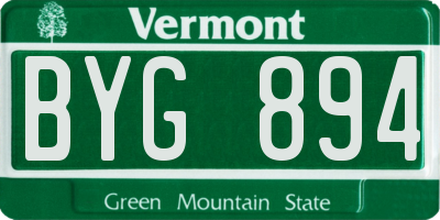 VT license plate BYG894