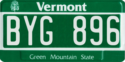VT license plate BYG896