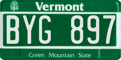 VT license plate BYG897