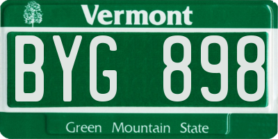 VT license plate BYG898