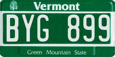 VT license plate BYG899