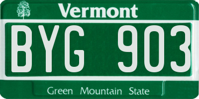 VT license plate BYG903
