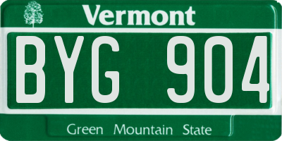 VT license plate BYG904