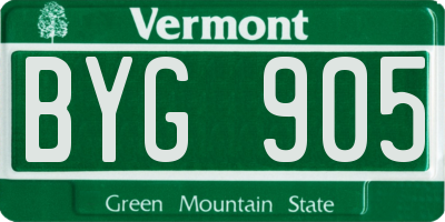 VT license plate BYG905