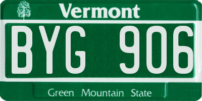 VT license plate BYG906