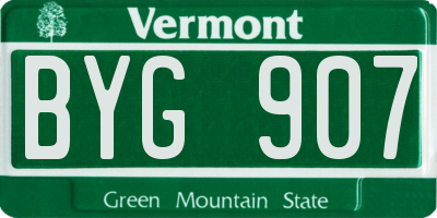 VT license plate BYG907