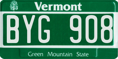 VT license plate BYG908