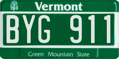 VT license plate BYG911