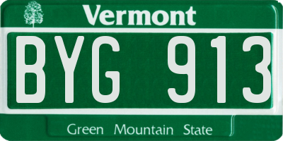 VT license plate BYG913