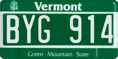 VT license plate BYG914