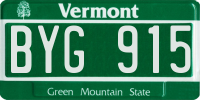 VT license plate BYG915