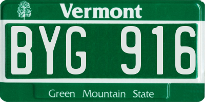 VT license plate BYG916