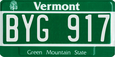 VT license plate BYG917