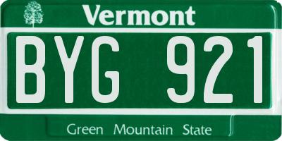 VT license plate BYG921