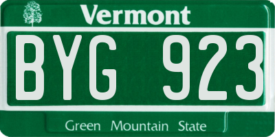 VT license plate BYG923
