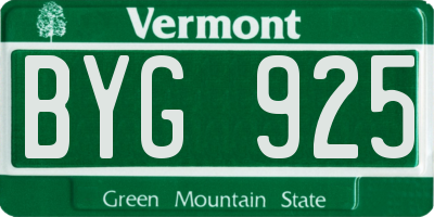 VT license plate BYG925