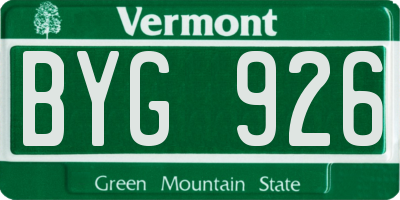 VT license plate BYG926