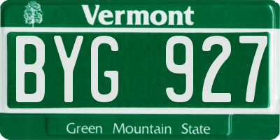 VT license plate BYG927