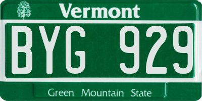 VT license plate BYG929
