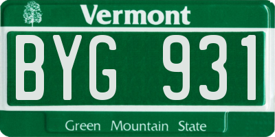 VT license plate BYG931