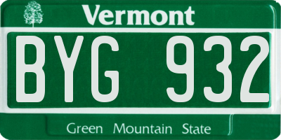 VT license plate BYG932