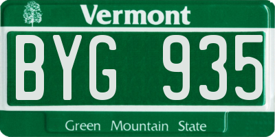 VT license plate BYG935