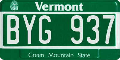 VT license plate BYG937