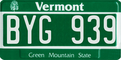 VT license plate BYG939