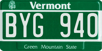 VT license plate BYG940