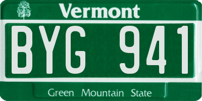 VT license plate BYG941