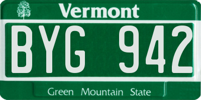 VT license plate BYG942