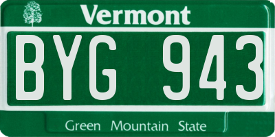 VT license plate BYG943