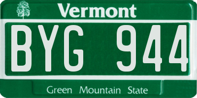 VT license plate BYG944