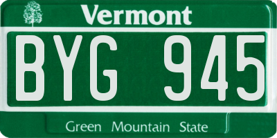 VT license plate BYG945