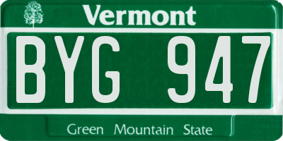 VT license plate BYG947