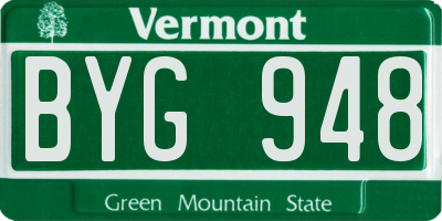 VT license plate BYG948