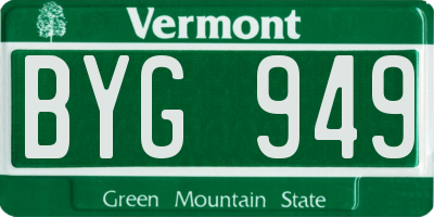 VT license plate BYG949