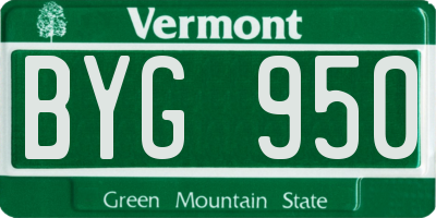 VT license plate BYG950