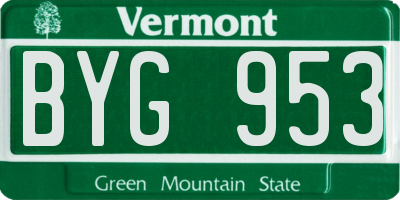 VT license plate BYG953