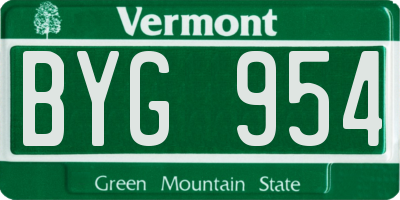 VT license plate BYG954